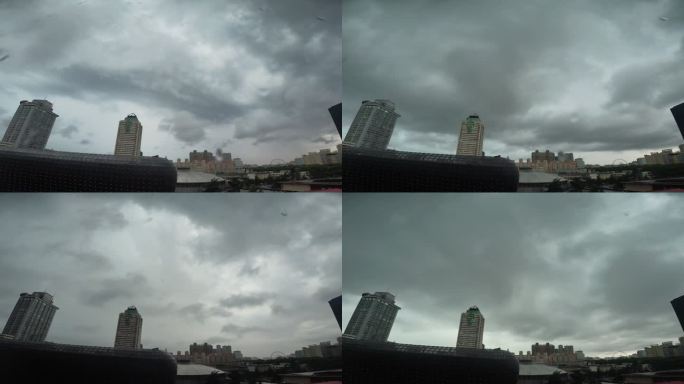 城市雨天云层延时摄影4K