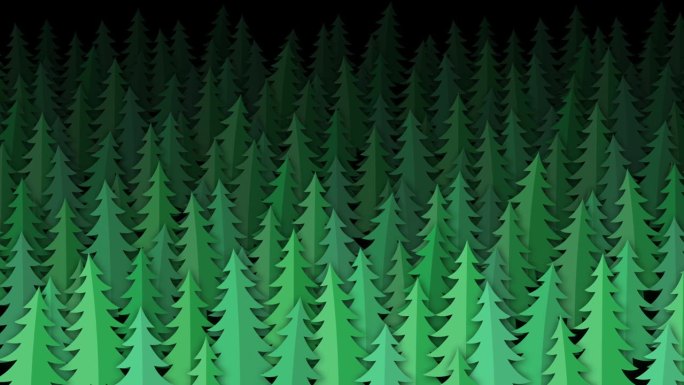 纸杉木森林动画背景-(循环4k + Alpha通道)-圣诞贺卡