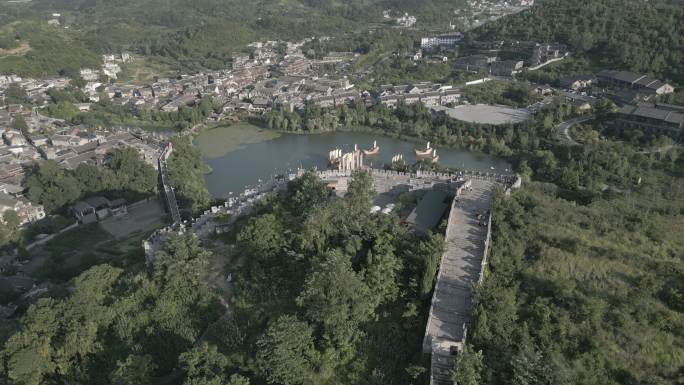 贵州青岩古镇户外风光风景航拍视频