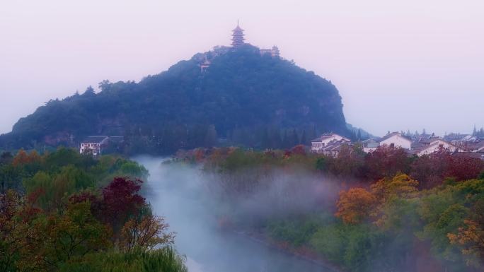 南通植物园梦幻雾景，山脚雾景