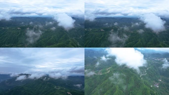 4K森林山峰山山水自然风光云海航拍视频