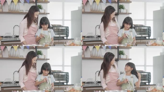4k视频记录了一对母女在家烘焙时的美好时光