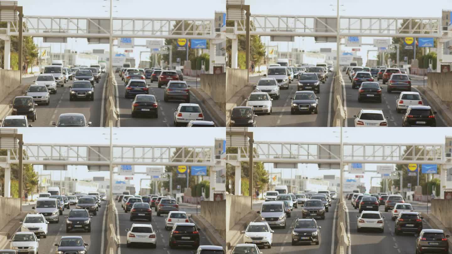 2023年9月21日，葡萄牙，里斯本-万国公园-车辆和汽车繁忙的高速公路-交通堵塞