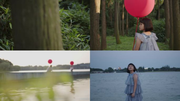 寻找梦想 森林里小女孩 红色气球  童年