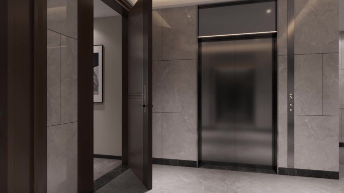 三维电梯入户展示 亮灯动画 电梯开门动画
