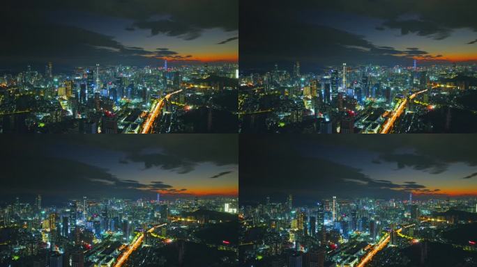 深圳城市夜景大全景航拍