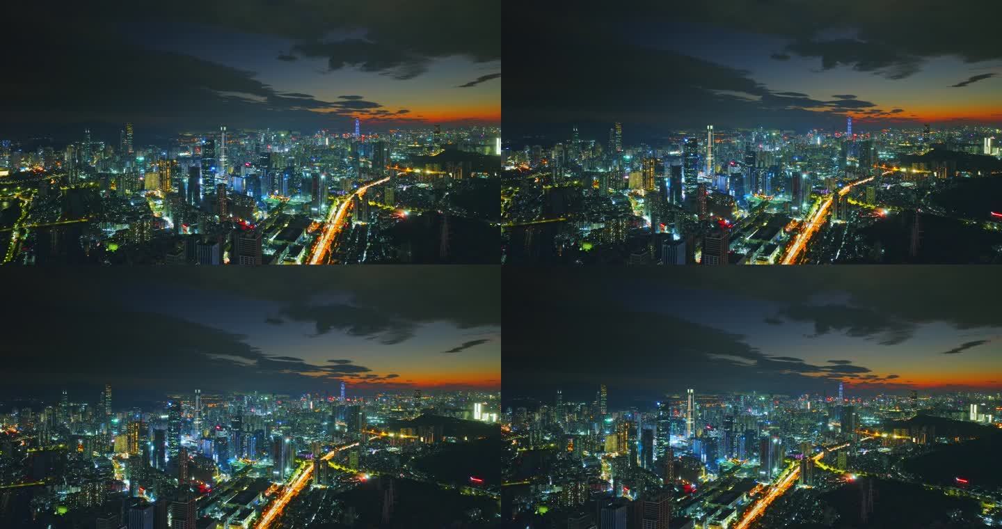 深圳城市夜景大全景航拍