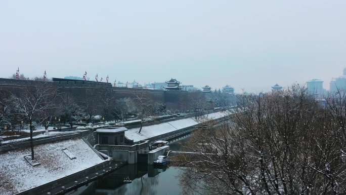 西安城墙城楼雪景1