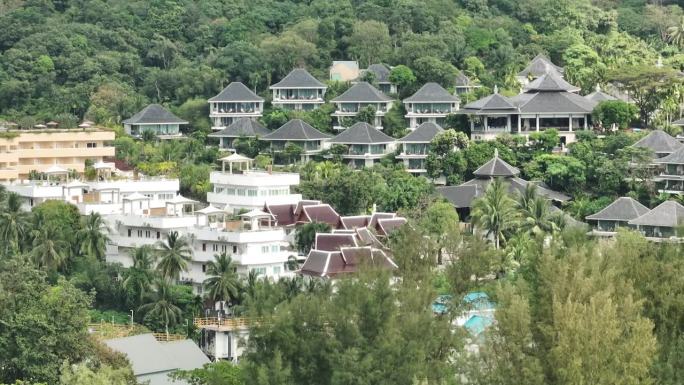 白天普吉岛著名的豪华酒店外部鸟瞰全景4k泰国
