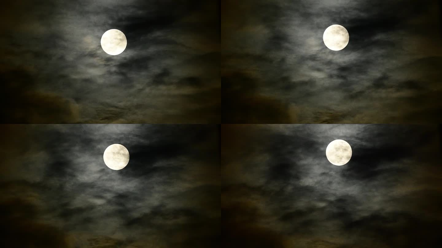 满月时云的移动月亮上升月黑风高乌云