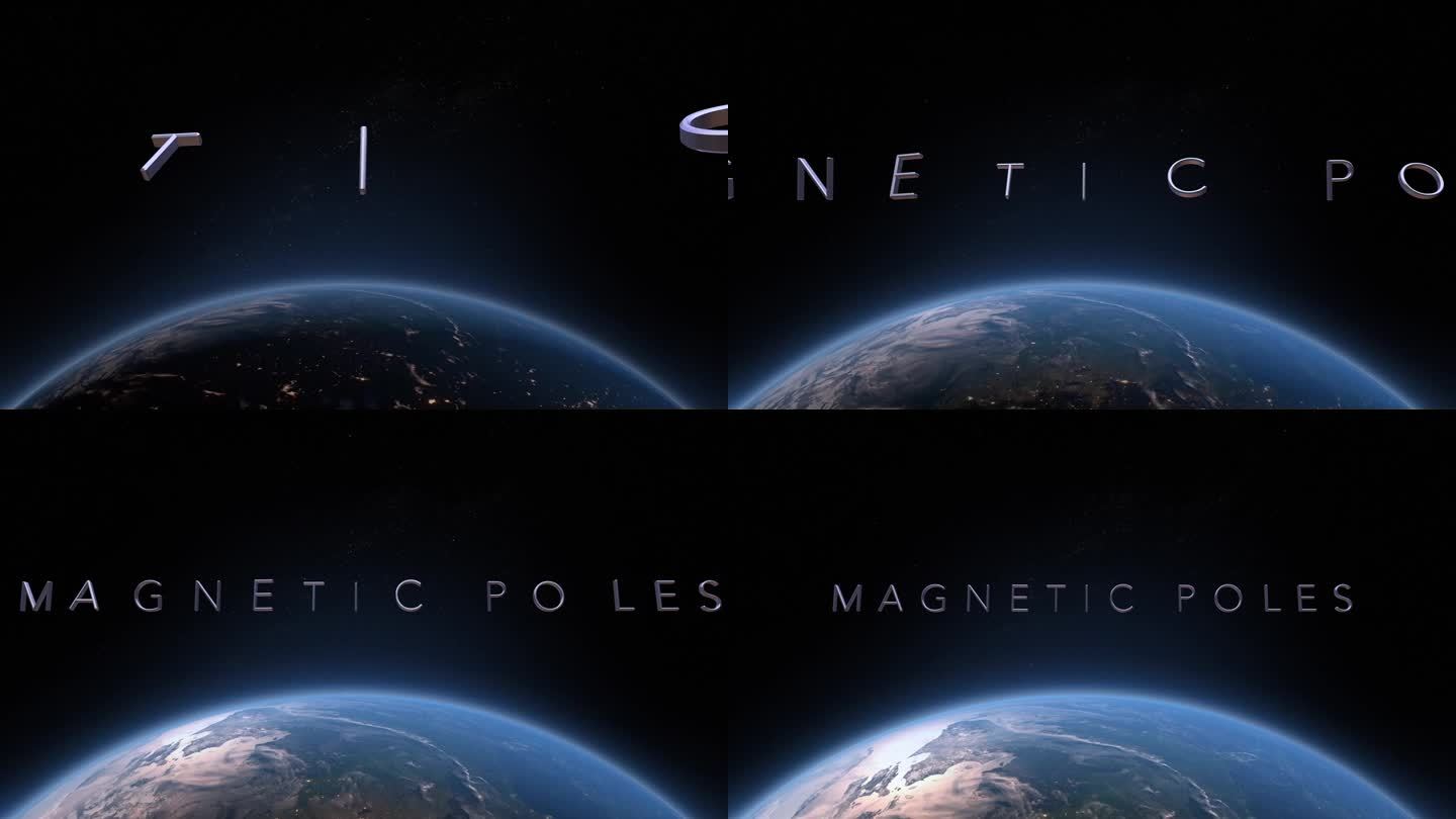 以地球为背景的磁极3D标题动画