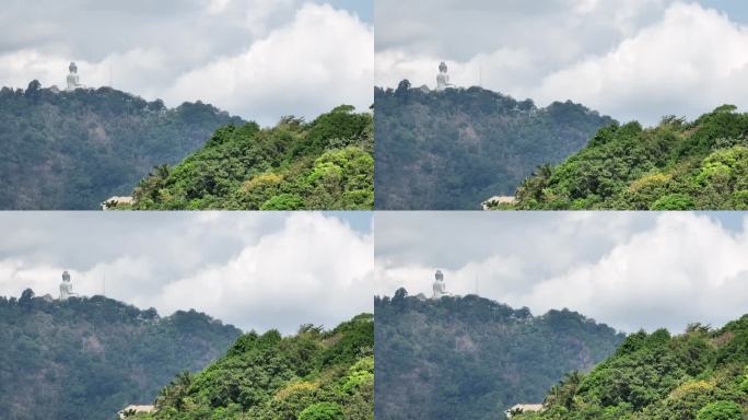 白天普吉岛著名的大佛山顶航拍全景4k泰国