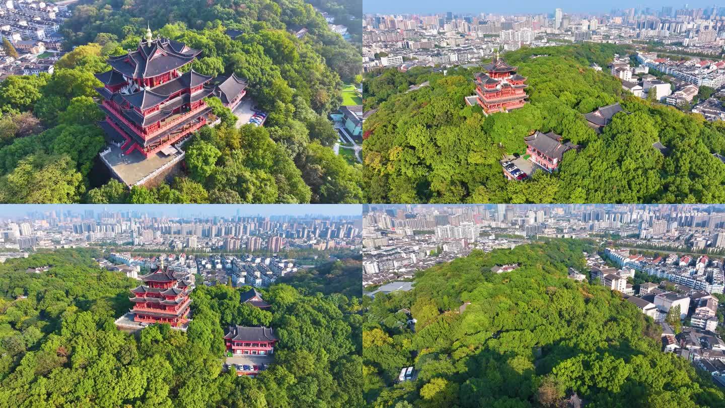 杭州城隍阁景区航拍上城区风景风光素材9
