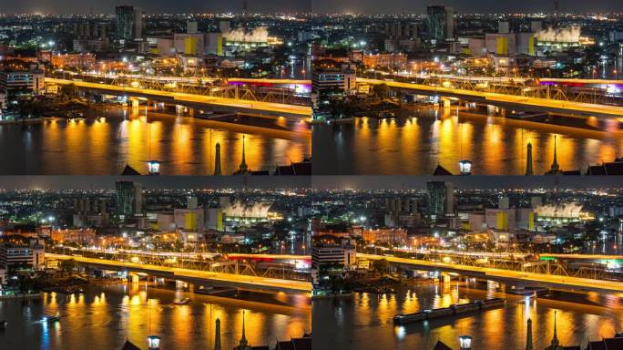 桥上空中交通的夜间超移视频