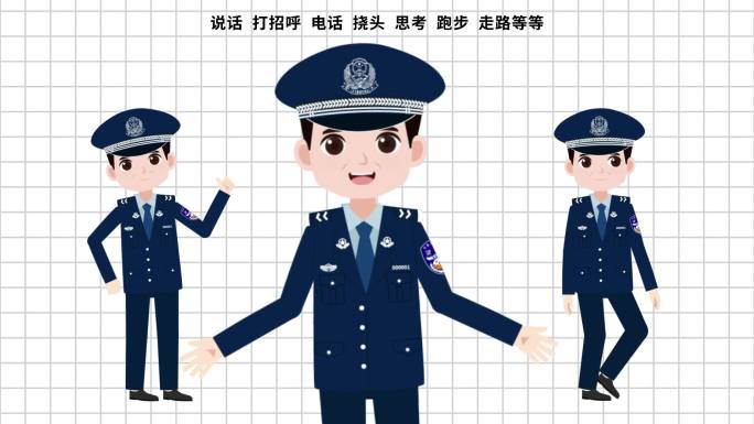 军人警察部队人物男1动画模版