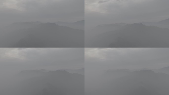 航拍 清晨 群山 大雾 朦胧 云海