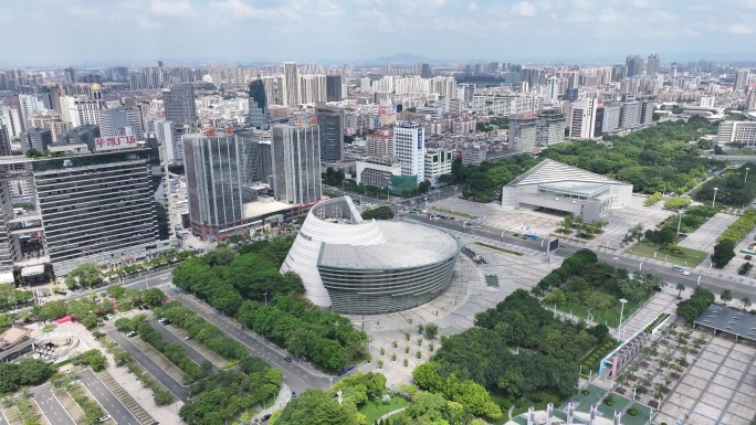 广东省东莞市玉兰大剧院航拍