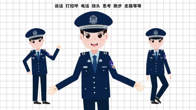 军人警察部队人物男2动画模版