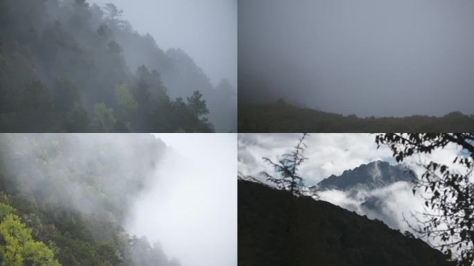 高原上云雾缭绕的群山