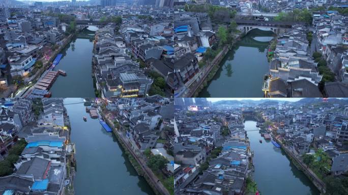 4K湖南乾州古城建筑航拍视频