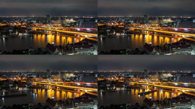 桥上空中交通的夜间超移视频