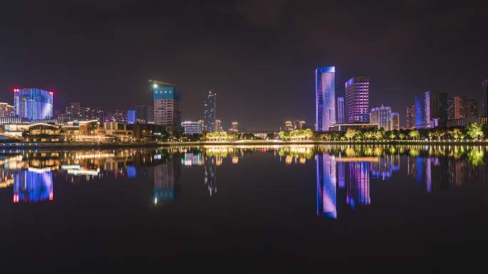 【4K】无锡东站建筑群夜景延时