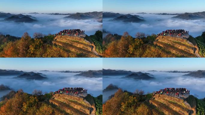 未4K黄山云海石潭下汰高山徽州航拍