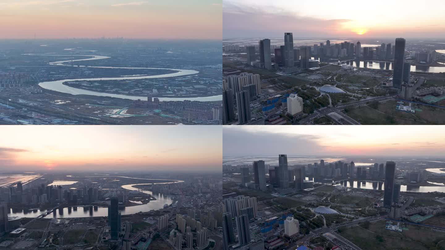 天津于家堡海河4K航拍视频