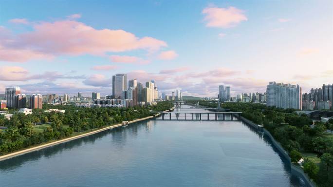 北京通州大运河城市副中心河道生态美景