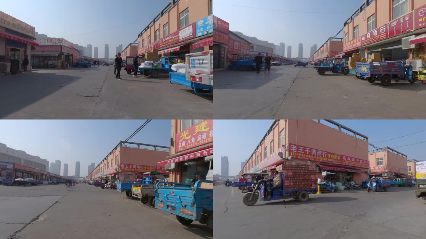 农贸市场商铺行人三轮车实景摄影