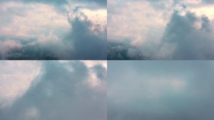 飞机视角穿越云层云海