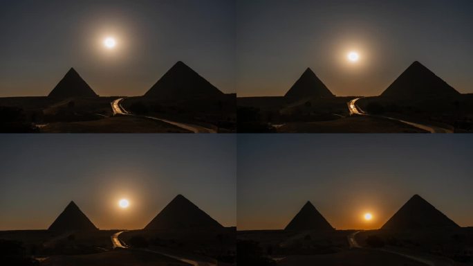 太阳落在金字塔后面
