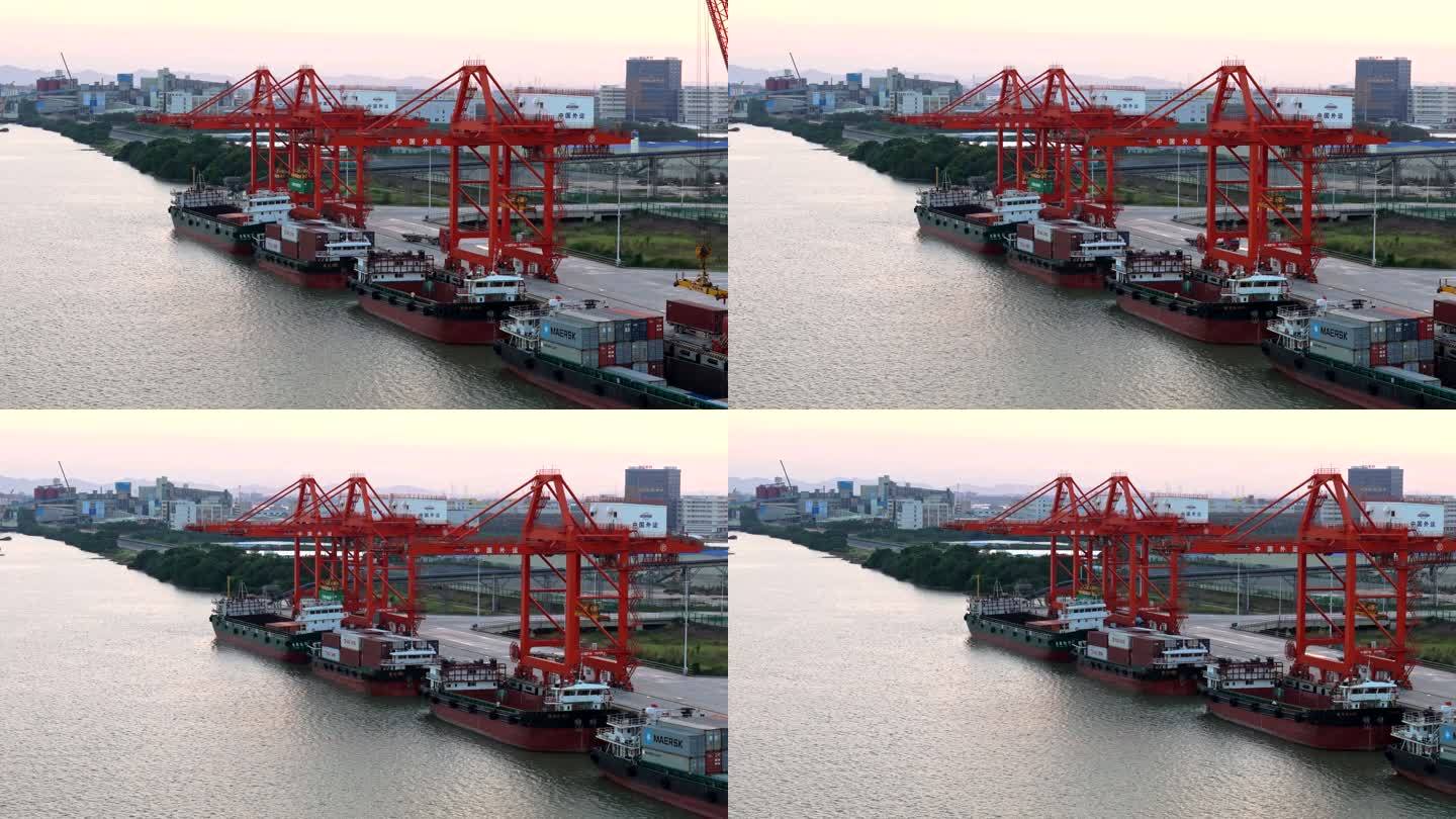 中国外运码头集装箱运输船航拍
