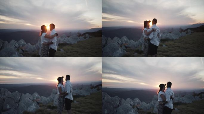 情侣们抱在一起，微笑着，一起享受着爱的时刻