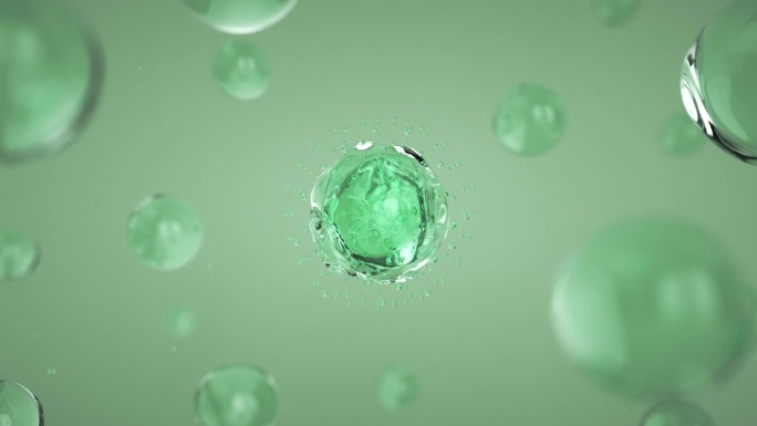 绿色水分子细胞液化妆品美妆广告素材