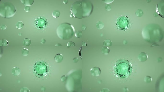 绿色水分子细胞液化妆品美妆广告素材