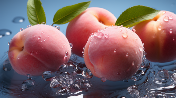 桃子水果慢动作食物桃树新鲜水果水蜜桃广告
