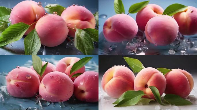 桃子水果慢动作食物桃树新鲜水果水蜜桃广告