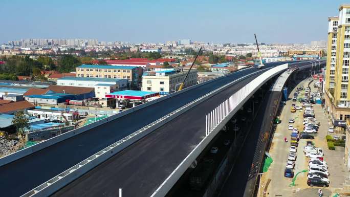 航拍重庆路高架桥城市更新 青岛高架桥