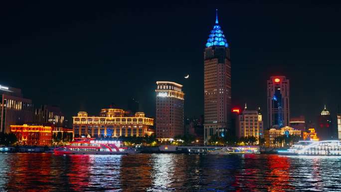 上海外滩夜景 游轮 3 上海城市空镜空景