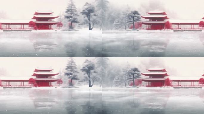 新中式庭院建筑雪景02