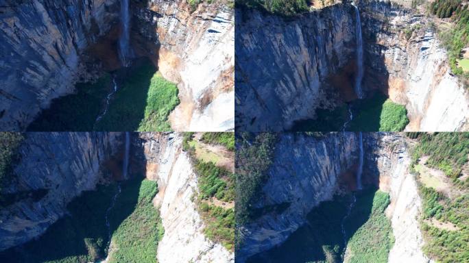 4K震撼绝壁峡谷瀑布航拍视频