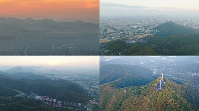 杭州西湖北高峰财神庙 航拍