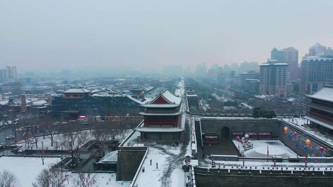 西安城墙城楼雪景2