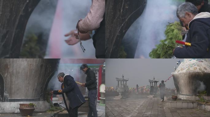 藏民祭祀焚烧松柏煨桑