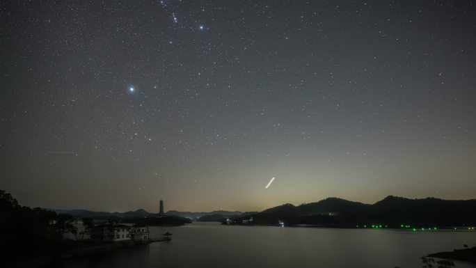 唯美宁静湖北武汉道观河冬季星空延时