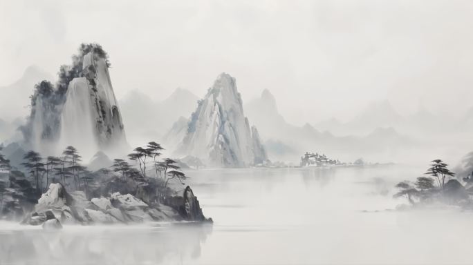 中国风水墨山水片头背景