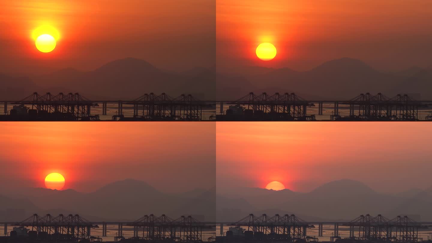厦门海沧港区的日落视频