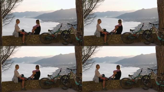 母亲和女儿讨论自行车