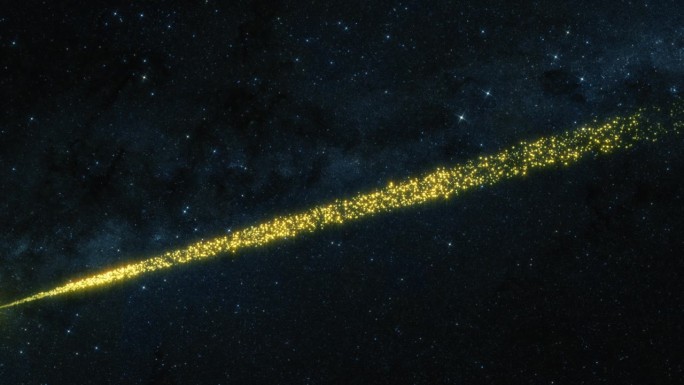 一颗明亮的彗星飞过繁星点点的夜空，留下一缕闪闪发光的星尘